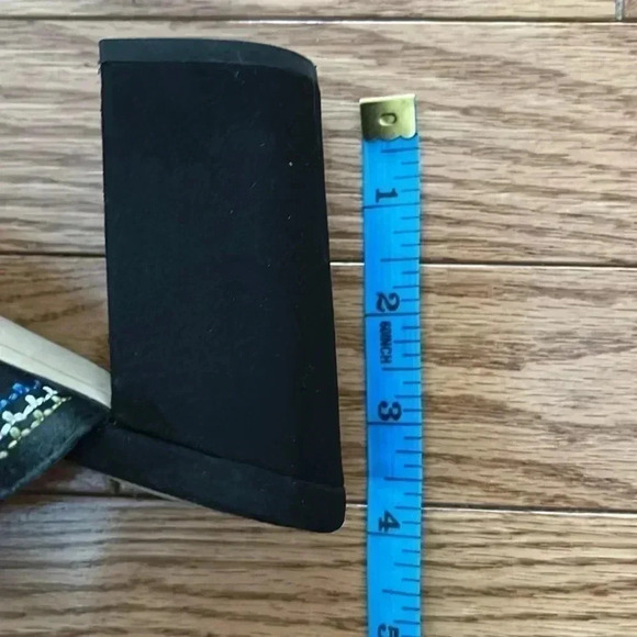 [8.5]Sam Edelman Suede Open Toe Mules Black Embroidered Bohemian High Block Heel - Picture 5 of 8